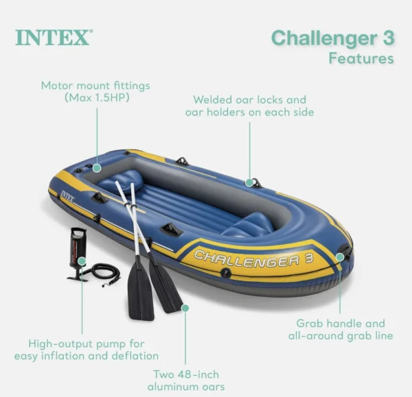 3 személyes felfújható gumicsónak evezőlapáttal Intex - Image 7